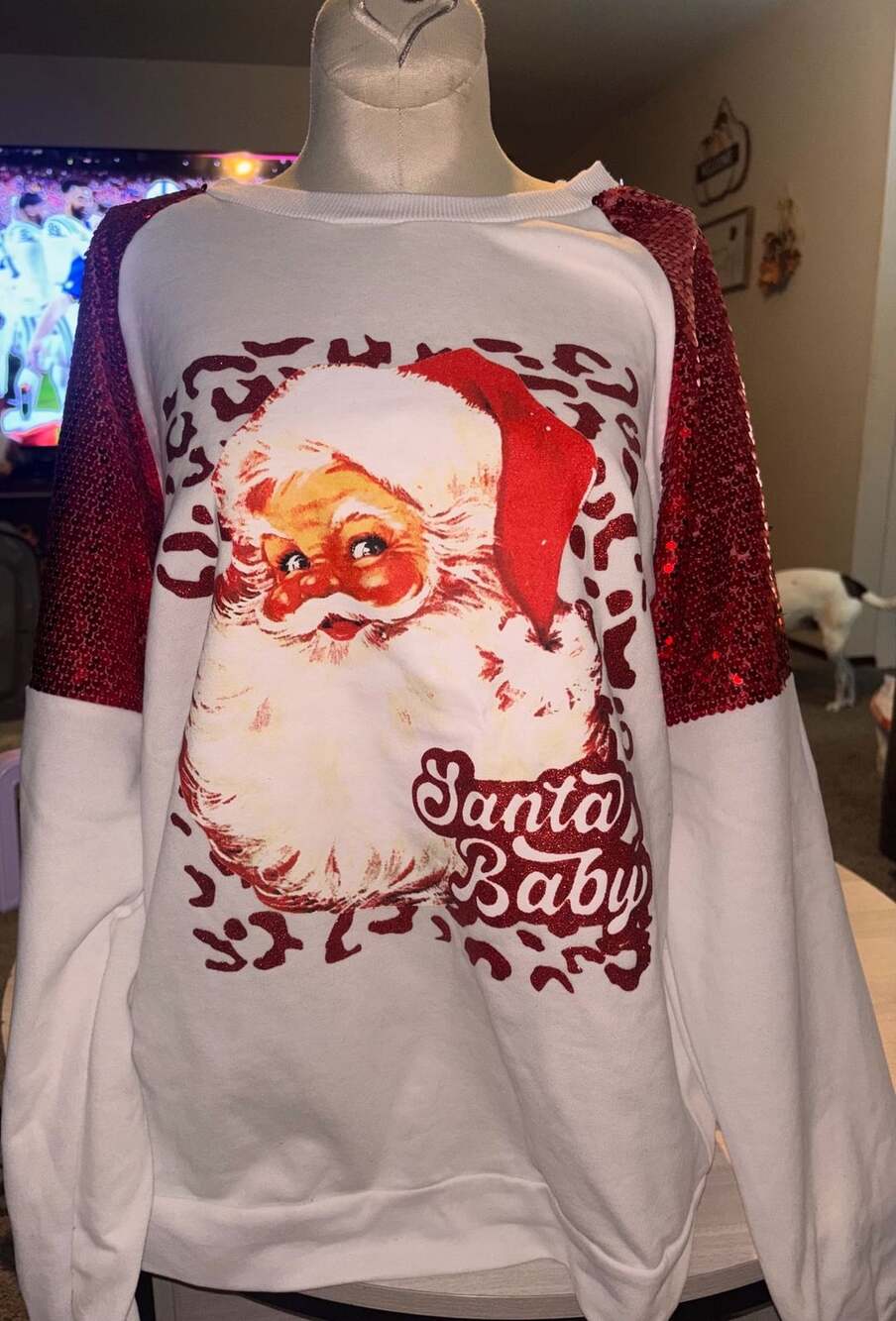 White Santa Baby Sequin Sweatshirt – ,